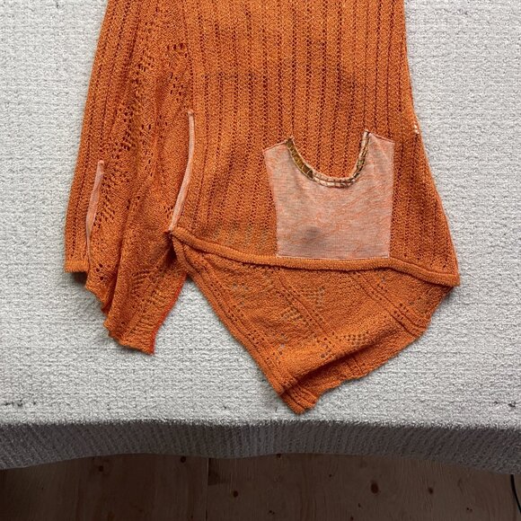 Y2K Caty Lesca Paris Crochet Knit Boho Layered Festival Top Orange Wom Sz 2 - Picture 3 of 10